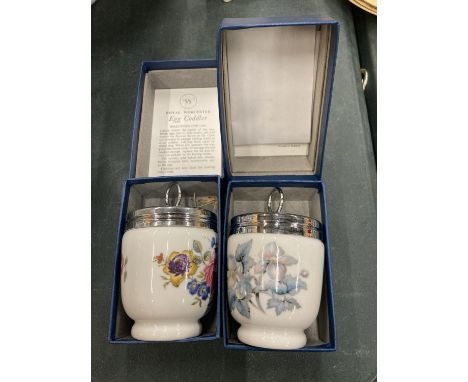 TWO ROYAL WORCESTER LARGE EGG CODDLERS IN ORIGINAL BOXES 