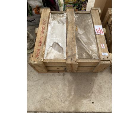 A SOLID CREAM MARBLE WASH BASIN (LENGTH 45CM, WIDTH 45CM) 