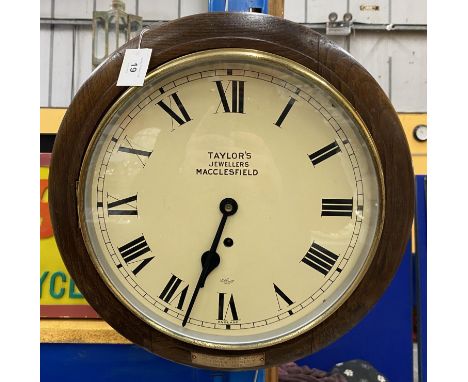 A VINTAGE 1950'S TAYLOR'S JEWELLERS, MACCLESFIELD, WALL CLOCK 
