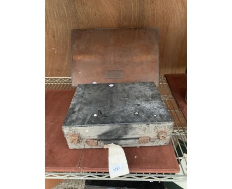 TWO SMALL VINTAGE TRAVEL CASES ONE BEING LEATHER AND BEARING THE INITIALS 'W.W.F' 