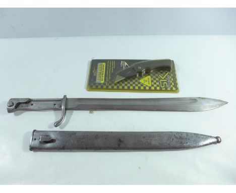 AN IMPERIAL GERMAN S98/05 BAYONET AND SCABBARD A/F AND A NEW SUPERKNIFE UTILITY KNIFE (2) 