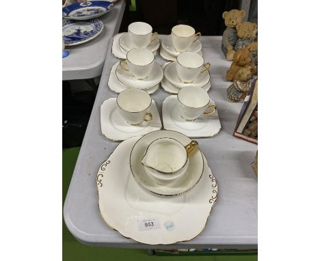 A T &amp; K TUNSTALL WHITE AND GOLD TEASET 