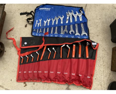 A NEILSEN RING SPANNER SET AND A SILVERLINE OPEN ENDED SPANNER SET 