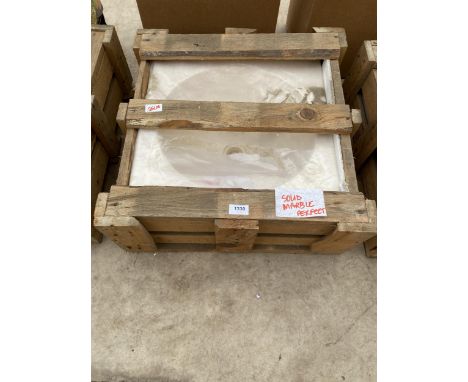 A SOLID CREAM MARBLE WASH BASIN (LENGTH 45CM, WIDTH 45CM) 