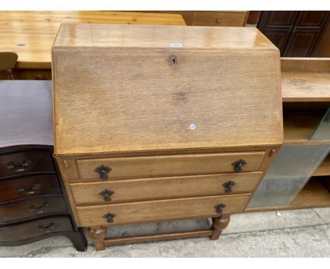 A MID 20TH CENTURY LIGHT OAK BUREAU, 30" WIDE 