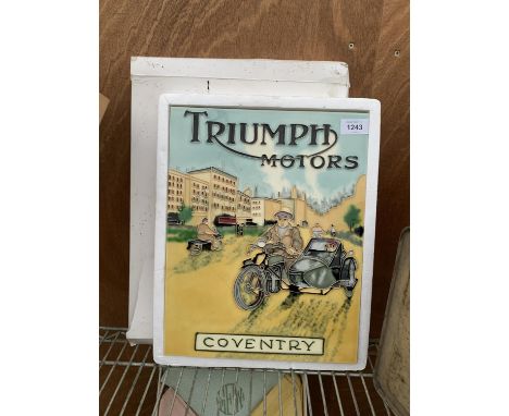 A 'TRIUMPH MOTORS' CERAMIC WALL TILE (A/F) 