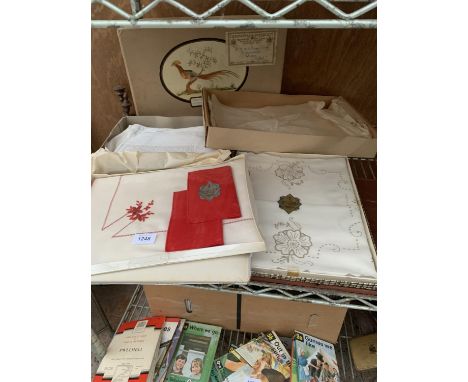 AN ASSORTMENT OF VINTAGE LINEN AND LACE TO INCLUDE TEA CLOTHS AND NAPKINS ETC 