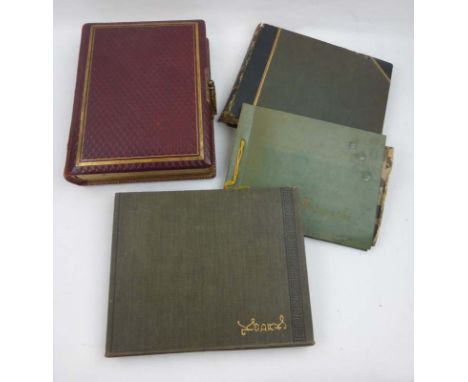 Photograph Albums. Four late Victorian/Edwardian albums featuring adults & children in period dress, landscapes, architecture