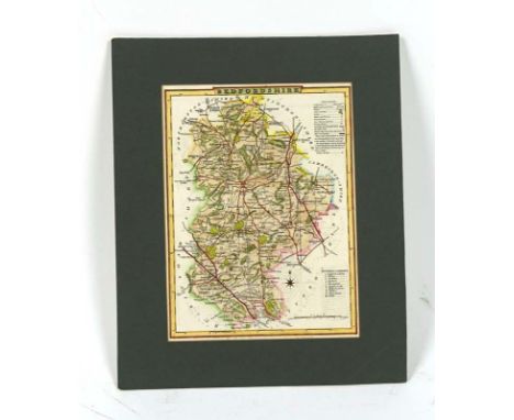 A group of seven hand coloured engravings depicting Bedford, various sizes, together with a map of Bedfordshire (8) CONDITION