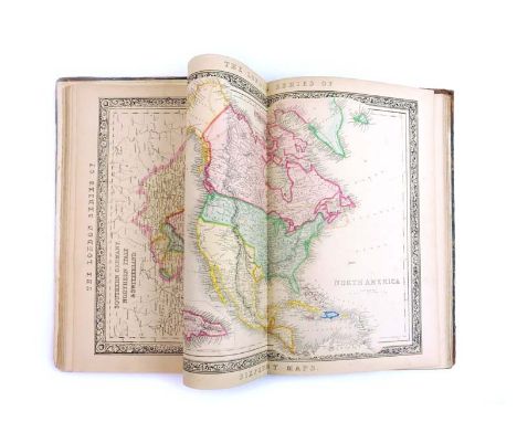 John Betts : World Atlas ( Lacking title page ) C.1840. Folio volume with 20 double page maps including two of the hemisphere