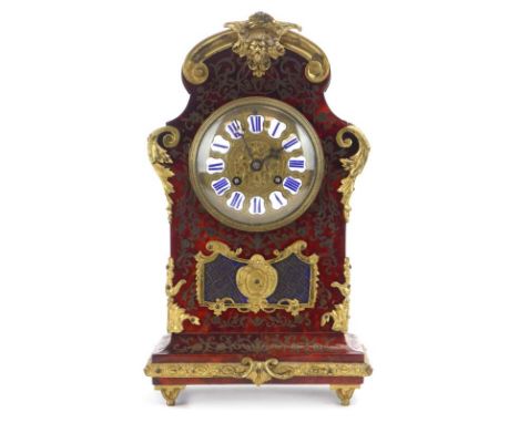 A 19th century French bracket clock, the movement stamped 'LaGarde a Paris 606', striking on a bell, the dial with Arabic num