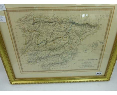 Walker J. : Spain and Portugal, 1838. Copper engraved map, h/c in outline.Originally published by SDUK and then by Charles Kn