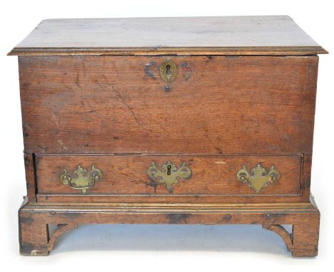Late 18th-century Welsh coffer bach Late 18th-century Welsh coffer bach, two plank rectangular lid with moulded edge, wrought