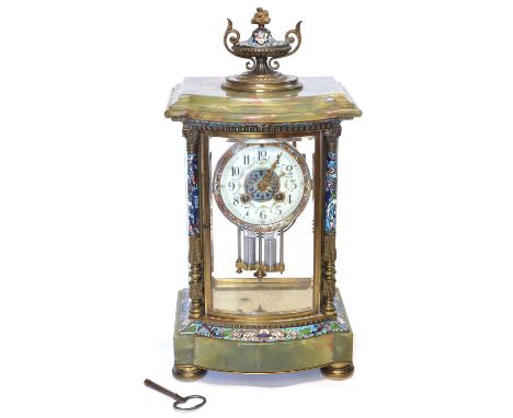 French bracket clock Late 19th-century French four glass bracket clock, 8-day movement striking on a single gong, mercury-fil