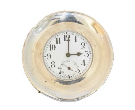 A George V silver mounted alarm clock, A George V silver mounted alarm clock, Birmingham, 1915, height 6.8cm. Overall conditi