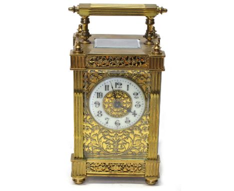 French carriage clock Late 19th-century French gilt brass carriage clock by Duverdrey &amp; Bloquel, single strain movement, 