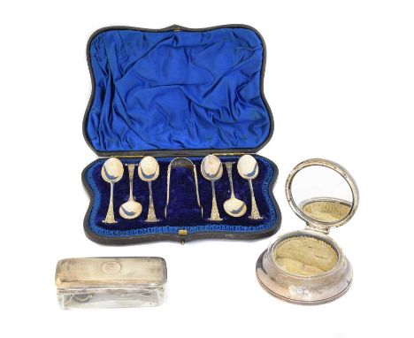 A selection of silver, A selection of silver, to include a cased set of teaspoons and nips, Wakely &amp; Wheeler, London, 189