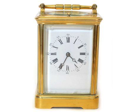 Early 20th-century carriage clock Early 20th-century carriage clock, 8-day movement striking on single gong, white enamelled 