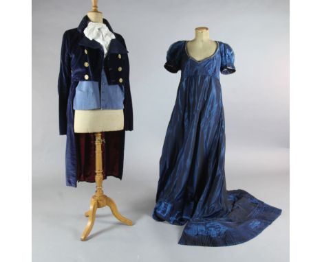 Don Pasquale: A rail of petrol blue dresses, red, purple and pink embroidered dresses, velvet and wool frock coats, etc. Appr