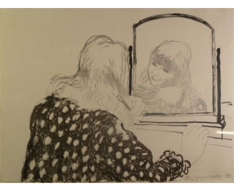 •DAVID HOCKNEY (b. 1937) ARTIST SIGNED LIMITED EDITION MONOCHROME LITHOGRAPH 'Anne combing her hair' Signed, dated (19)79 and