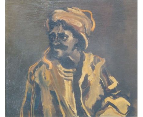 •JOHN McCOMBS (b.1943)  OIL PAINTING ON BOARD Half length portrait of an Eastern male Signed with initials and dated (19) 76 