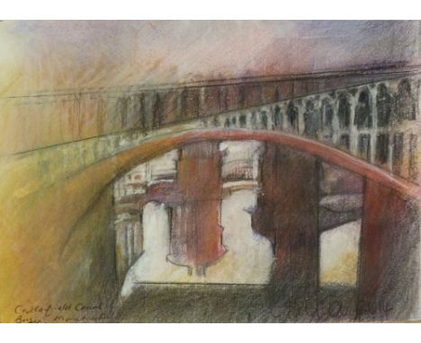 CONSTANCE TAYLOR (20th CENTURY) MIXED MEDIA ON PAPER 'Castlefield Canal Basin, Manchester' Signed,  titled and dated 2014 5 1
