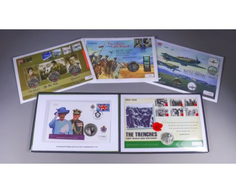 A Collection of Five Westminster Mint Commemorative Coin Covers - "The 150th anniversary of the Crimean War" inset with silve