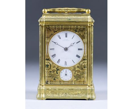 A Late 19th Century Gilt Brass Cased Carriage Clock, by Charles Oudin of Rue de la Marine &amp; Palais Royal 57, Paris, the 2