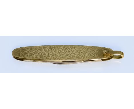 A 9ct Gold Scaled Pen Knife, Modern, comprising two stainless steel blades, with 9ct gold scales, 65mm overall, gross weight 