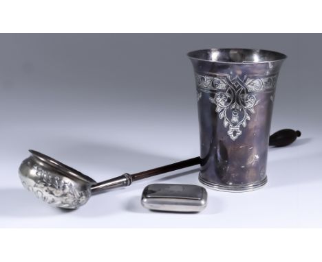 An Elizabeth II Silver Beaker of "17th Century" Design, by A. Haviland-Nye, London 1969, the flared body engraved with bandin