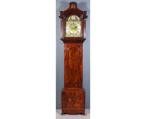 An 18th Century Mahogany Longcase Clock, by Jeo. Jarves of Dalton (Lancashire) the 12ins arched brass dial with wide silvered