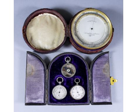 A Pocket Barometer, Circa 1870, by Troughton &amp; Simms, London, No.1620, with 2.75ins diameter engraved silvered dial calib