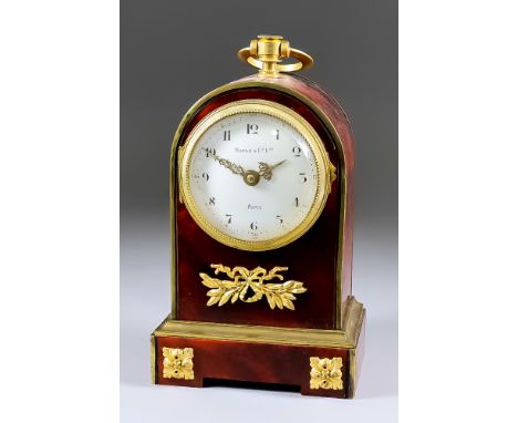An Early 20th Century French Tortoiseshell and Gilt Brass Mounted Mantel Timepiece, by Maple &amp; Co, No. 66307, the 3ins di