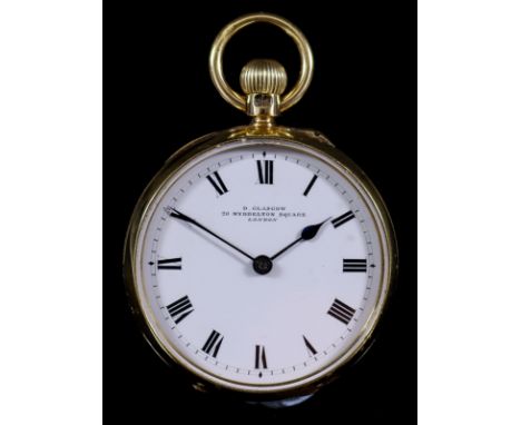 A Late Victorian Lady's 18ct Gold Cased Open Faced Pocket Watch, by D. Glasgow, 20 Myddelton Square, London, No. 1961, the wh