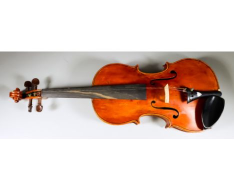 An Italian Full Size Violin Attributed to Pio Soccol, Agordo, 1868, with figured two-piece back, 14ins (excluding button), 23