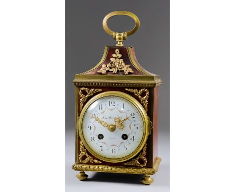 An Early 20th Century French "Pendule D'Officier" Clock, No. 36847, the 4ins diameter domed white enamel dial with Arabic num