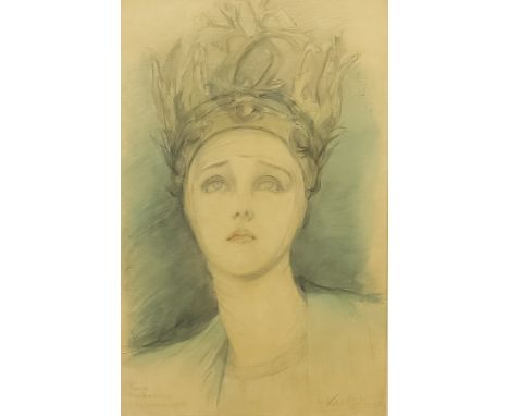 Marion Margaret Violet Manners, Duchess of Rutland (1856-1937) - Pencil and watercolour - Portrait - "Diana, Madonna, Lyceum 