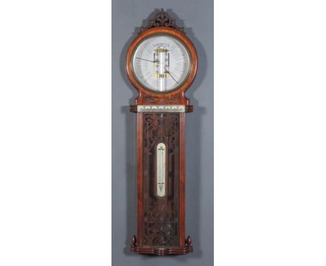 19th Century Walnut Cased "American Forecast Barometer", by Joseph Davis &amp; Co, Kennington Park Road, London, with 9ins di