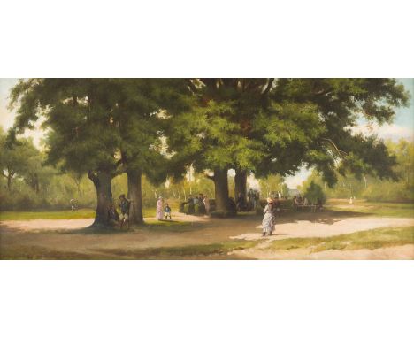 EDME-EMILE LABORNE1837 Frankreich - 1913EIN SOMMERNACHMITTAG IM PARK Öl auf Leinwand auf Hartfaserplatte. 35,5 x 75 cm (R. 53