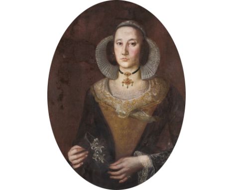 DEUTSCHER PORTRAITMALER, UM 1740BILDNIS DER BARBARA SIEFMER (GEBORENE KUBNIN) IM ALTER VON 37 JAHREN, 1740 Öl auf Leinwand au