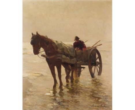 GERMAN GROBE1857 Hanau - 1938 DüsseldorfKREVETTENFISCHER Öl auf Leinwand. 61 x 50,5 cm (R. 71,5 x 61 cm). Signiert unten rech