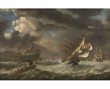 MARCO RICCI (WAHRSCHEINLICH WERKSTATT )5. Juni 1676 Belluno (Venedig) - 21. Januar 1730 VenedigSCHIFFE IN STÜRMISCHER SEE VOR