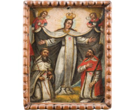 DREI HEILIGEN- UND VOTIVBILDER 19. Jh. Polychrome Malerei auf Metallplatte, eines im Holzrahmen. Max. 31 x 24 cm, min. 21 x 1