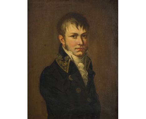 PORTRÄTMALERTätig Anfang 19. Jh.HERRENPORTRAIT Öl auf Leinwand, doubliert. 67 x 51 cm (R. 81 x 65 cm). Retuschen. Rahmen.