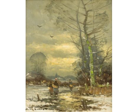 HELMUT REUTER1913 - 1985FÜNF GEMÄLDE: PAAR ABENDLICHE LANDSCHAFTEN, PAAR WINTERLANDSCHAFTEN MIT ZUGEFRORENEM SEE, WINTERLANDS