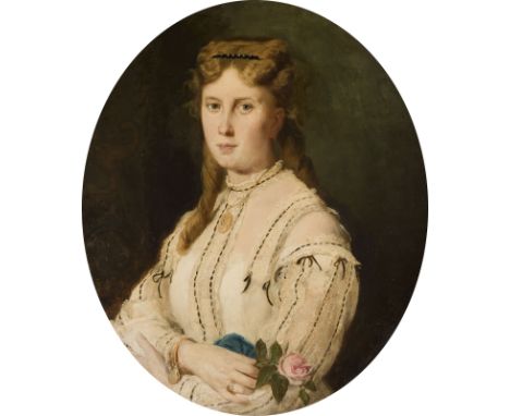MARIE WIEGMANN1826 - 1893DAMENPORTRAIT, 1867 Öl auf Leinwand. Oval 78 x 65 cm (R. 106 x 95 cm). Signiert und datiert. Origina