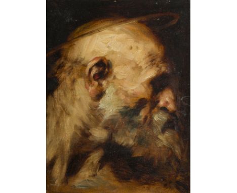 FERDINAND KELLER1842 Karlsruhe - 1922 Baden-BadenÖLSTUDIE, DAS HAUPT EINES ALTEN Öl auf Karton. 36 x 28 cm (R. 51 x 43 cm). M