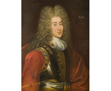 FRANZÖSISCHE SCHULE, UM 1700PORTRAIT EINES EDELMANNES IN RÜSTUNG Öl auf Leinwand (doubl.). 92 x 73 cm (R. 114,5 x 93 cm). Obe