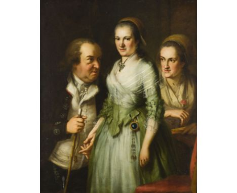 JOSEPH HAUBER14. März 1766 Geratsried - 23. Dezember 1834 MünchenFAMILIENBILDNIS Öl auf Leinwand. 123 x 103 cm (R. 137 x 116 