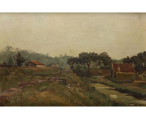 DIRK FILARSKI1885 Amsterdam - 1964 ebendaAM DORFRAND Öl auf Leinwand. 41 x 60.5 cm (R. 60.5 x 70.5 cm). Signiert unten rechts